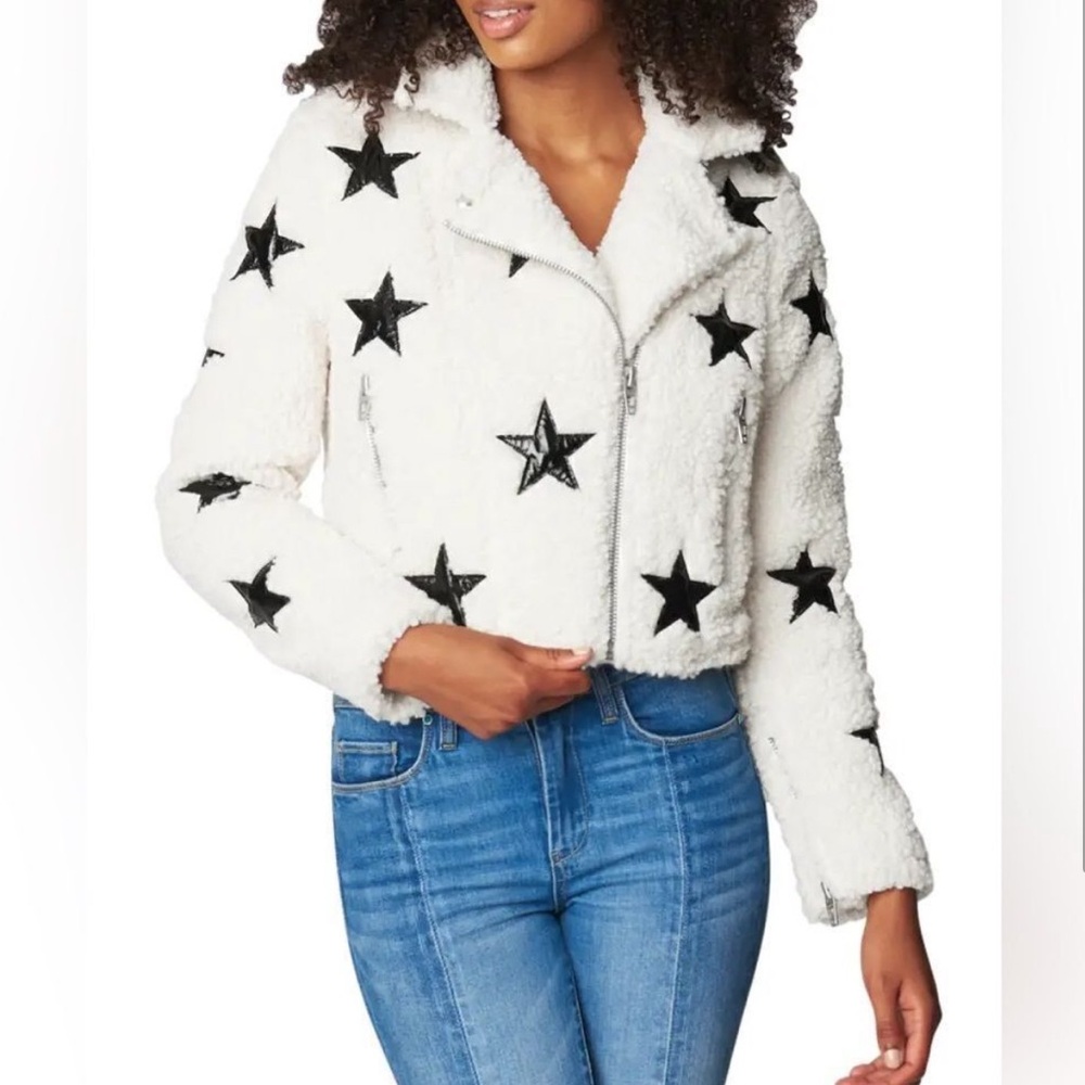 Blank NYC fuzzy jacket with leather stars